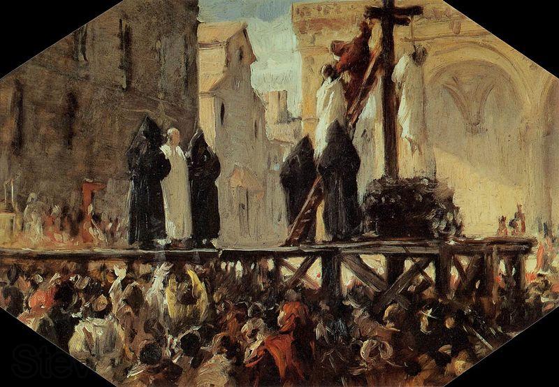 Stefano Ussi The Execution of Savonarola Norge oil painting art